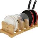 Pots and Pans Organizer Under Cabinet, Cutting Board/Baking Sheets Storage Rack, Adjustable Bamboo Pot Lid Holder, Pot Lid Organizer Inside Cabinet, Pot and Pan Organizers(Natural)