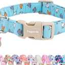 Faygarsle Funny Chicken Pattern Dog Collar, Cotton Fabric, Light Blue with Farm Animal Print for Small Medium Large Dogs M