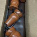 CAROLMADE Folding Storage Ottoman Cube PU Leather Footstool with Wood Legs Ottoman Footrest for Living Room and Bedroom Brown, 15x12.6 x 15.4