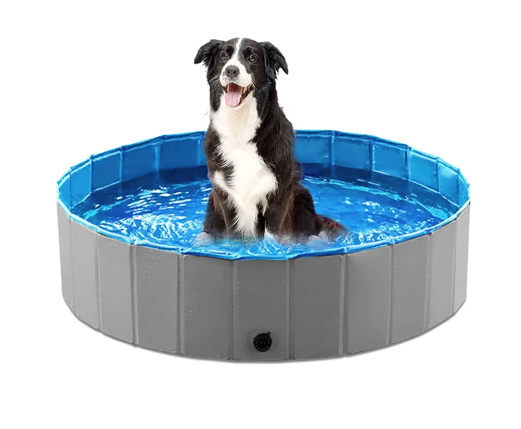 Jasonwell Foldable Dog Pet Bath Pool Collapsible Dog Pet Pool Bathing Tub Kiddie Pool Doggie Wading Pool for Puppy Small Medium Large Dogs Cats and Kids 39.5" Grey