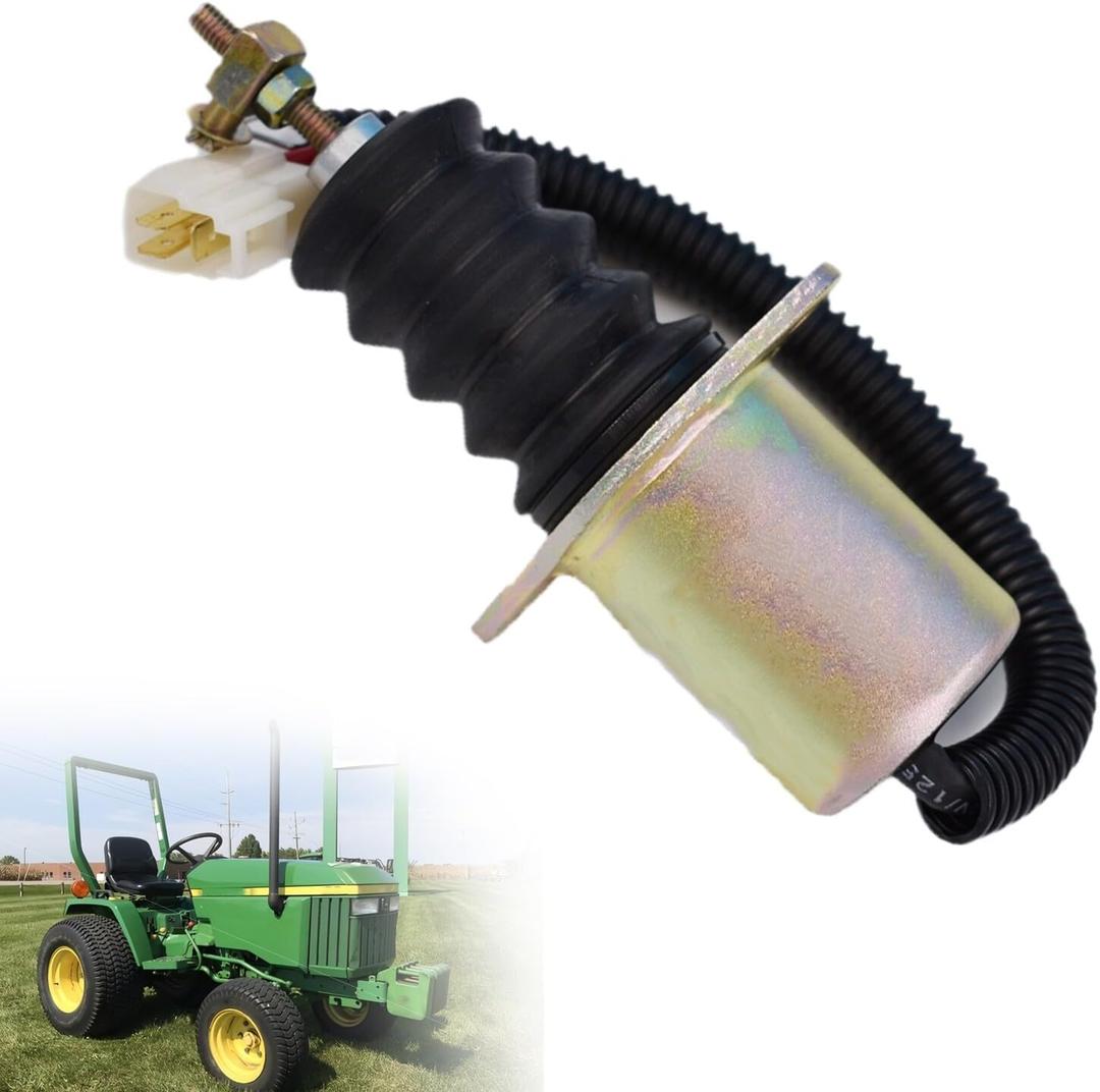 12V Fuel Shut Off Solenoid Valve Replacement for John Deere 670 770 870 970 1070 Compact Tractor AM882277