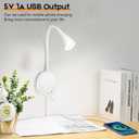 SANKEDOU LED Wall Mounted Reading Light, Book Light for Reading in Bed with Touch Control, 5 Dimmable, USB Output, Night Light & Timers Function, Flexible Gooseneck Headboard Bed Lights (White)