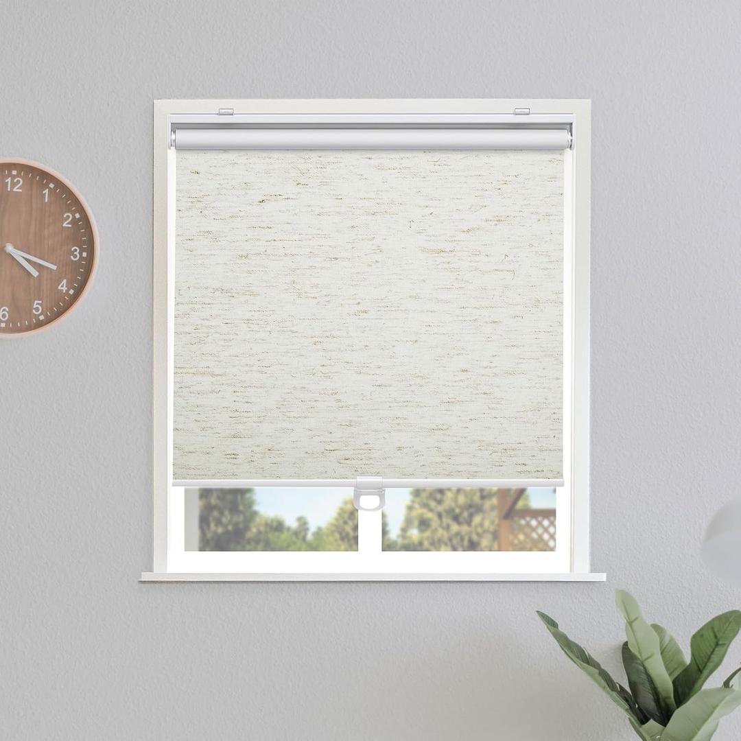 Sunoff Blackout Roller Shades Blinds Cordless for Windows Pull Down Room Darkening Door Blinds with Thermal Insulated Easy to Install for Living Room,Bedroom,Home,Office Linen Beige 38" W x 72" H