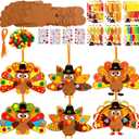 Fancy Land Thanksgiving Craft Kits for Kids DIY Turkey Ornaments Make Your Own Turkey Foam Decoration Activity for Thanksgiving Party Fall Themed Harvest Supplies 12 Sets