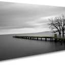 DZL Art S74975 Canvas Prints Modern Minimalist Black and White Lake Trees Landscape Wall Art Painting for Living Room Bedroom Decor Office Wall Decor Home Decoration (60"L x 30"W)