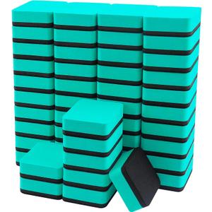 Mini Dry Erase Erasers, IHPUKIDI 48 Pack Magnetic Whiteboard Dry Erasers Chalkboard Cleaner Wiper for Kids and Classroom Teacher Supplies, Home and Office (2 x 2 Inch) Green