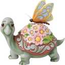 Enesco Jim Shore Heartwood Creek Nature's Meadow Turtle with Flowers anda Butterfly Figurine- Stone Resin Hand Crafted Collectible Figurines Home Decor Statue, 7.25 Inch