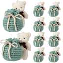 Riceshoot 10 Pack Crochet Bear Gift Bags Small Bear Baby Shower Favors Bulk 3.54 Inch Cute Bears Drawstring Bag for Baby Shower Gender Reveal Party DIY Keychain Birthday(Sage Green)