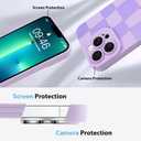 KANGHAR Compatible with iPhone 13 Pro Max Case, Silicone Checkered Cute Pattern, Camera Protection Soft Slim Phone Case for Phone Case -Purple