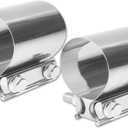 2.5 Inch Exhaust Clamp, 2Pack 2.5" Joint Exhaust Pipe Muffler Clamp Band 304 Stainless Steel Universal Car Accessories for Muffler Pipe Repair, Catalytic Converters