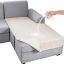 Genina 100% Waterproof Sectional Couch Covers for L Shaped Chaise Lounge Right, Anti-Slip Sectional Cover Furniture Protector Couch Cover for Dogs Pets, 1 Piece (Beige, Right Chaise Cover)