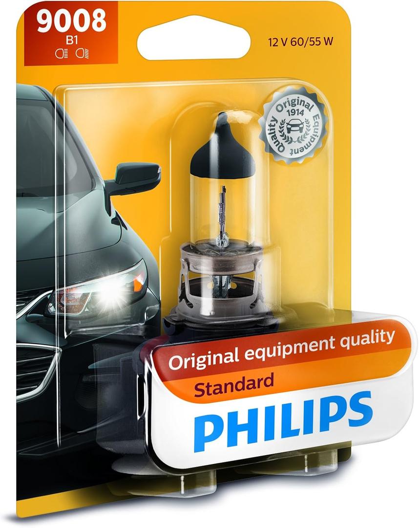 Philips 9008B1 9008 / H13 Standard Halogen Replacement Headlight Bulb, 1 Pack