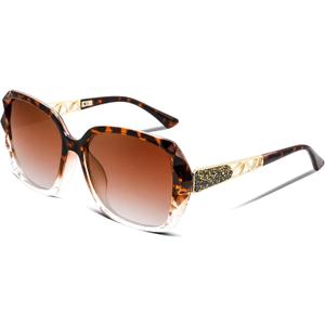 FEISEDY Polarized Women Square Sunglasses Sparkling Composite Shiny Frame B2289
