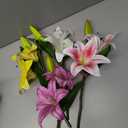 12 Heads Artificial Lily Flowers Fresh Look, Wedding Hotel Party Home Decor Decorative Flowers Bouquet, Lily 8 Heads Full Bloom Lily and 4 Buds Brilliant Color Very Similar to the Natural Flower