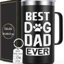 Lifecapido Dog Dad Gifts for Men, Best Dog Dad Ever 20oz Insulated Coffee Mug with Keychain, Fathers Day Birthday Christmas Gifts for Men Pet Owner, Black