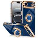 Tnarru Designed for iPhone Air Case with Ring Stand, 360° Rotatable Holder Support Magnetic Car Mount Soft TPU Plating with Full-Covered Lens Protection Phone Case for iPhone Air Blue