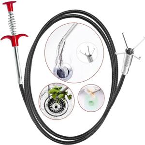 76Inch Drain Snake with 4 Claws, Flexible Hair Drain Clog Remover Tool, Plumbing Snake Drain Auger for Sink, Shower, Toilet, Bathtub, Drain Grabber Tool for Pipe Unclogging