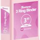 SUNEE 3 Ring Binder 3 Inch 1 Pack, Clear View Binder Three Ring PVC-Free (Fit 8.5x11 Inches) for School or Office Supplies, Pink