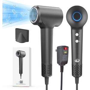 KARFUN Hair Dryer, Blow Dryer, Plasma Hairdryer, Ionic Hair Dryer for Women, Blow Dryers for Women, Professional High Speed Hair Dryers (Dark Gray)