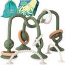 Jumble Jangle Baby Teething Toys – BPA-Free, Multi-Purpose High Chair Toys for Babies: Suction Teething Relief with Sensory Toy Textures for Infants and Toddlers 3–24+ Months (Green)