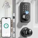 Ulecoce Fingerprint Keypad Deadbolt with Handle Set, Keyless Entry Door Lock, Door Locks for Front Door Lock Set, App Control, Auto Locking, Easy to Install, Matte Black
