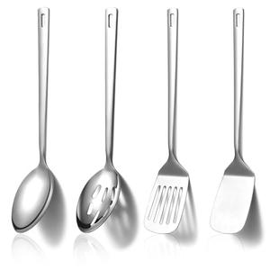 Homquen Stainless Steel Kitchen Utensils Set 4pcs, Cooking Utensils Set, Kitchen Tools Spatulas Set, Cooking Spoons, Home Essentials Kitchen Gadgets Accessories