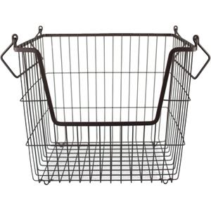 DII Metal Wire Mesh Stackable Utility Storage Bin, Large Rectangle, 13x10x11", Bronze x 4