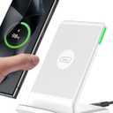 INIU Wireless Charger Station, 15W Fast Wireless Charging Stand for Official and Home Compatible with iPhone 17 16 15 14 13 12 Pro XS Samsung Galaxy S23 S22 S21 Note 20 Google etc (White)