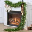 Waipfaru 2Pcs 9ft Artificial Norfolk Pine Garlands Realistic Christmas Garland with Lights Faux Winter Pine Greenery for Mantle,Table, Wall,Indoor,Outdoor Winter Christmas Decorations