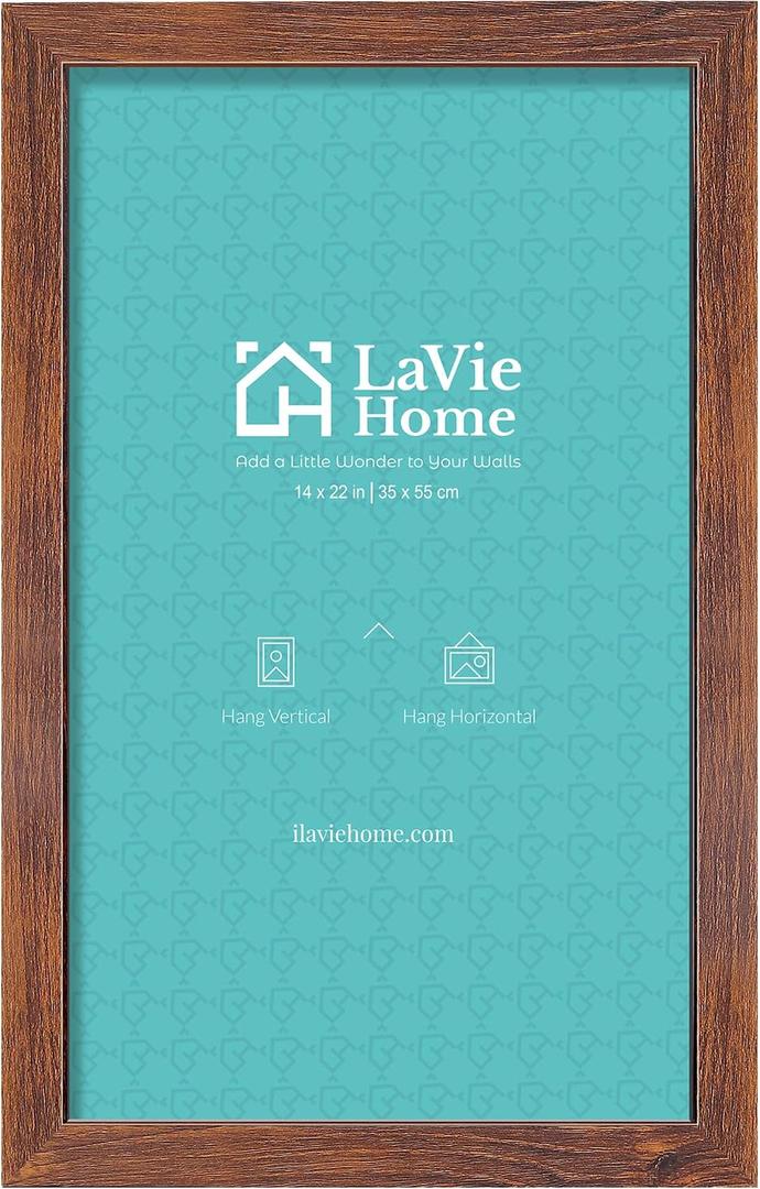 LaVie Home 14x22 Picture Frame Brown Poster Frame, Stable and Sturdy Frame and Polished Plexiglass, Horizontal and Vertical Format of The Walls 1 Pack
