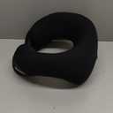 jiaao Travel Pillow Memory Foam Neck Pillow for Airplanes with Adjustable Neck Support, Includes Eye Mask, Earplugs & Storage Bag - Perfect for Flights, Road Trips, and Trains (Black)