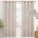 YoungsTex Natural Linen Curtains 72 Inch Long 2 Panels for Living Room, Light Filtering Drapes Textured with Bronze Grommet for Bedroom Country Decorative Burlap, 52 X 72 Inch
