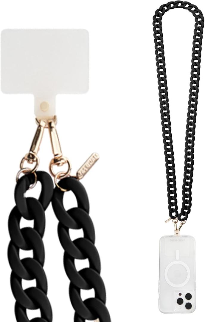 Case-Mate Crossbody Phone Lanyard / Chain [Works with All Phones] Hands-Free Strap - Cell Phone Charm - Neck Chain Holder for iPhone 17 Pro Max / 16 Pro Max / 15 Pro Max / 14 / 13 / S25 Ultra - Black