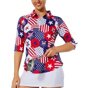 M MOTEEPI 3/4 Length Sleeve Womens Golf Polo Shirt Ladies Workout Tops Polo Shirts for Women Golf Pullover size Medium