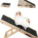 Small Dog Ramp, Dog Ramp for Bed, 11" W Foldable Pet Ramps for Small Dogs to Get on Couch Car - Adjustable from 10" to 19"- 32" Long with Non-Slip Mat for Dog Cat Climbing (Black)