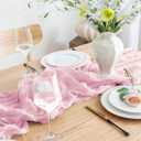 Asee'm 3pcs Cheesecloth Table Runner 120 Inches Blushing Pink Spring Easter Boho Gauze Cheese Cloth Runner 10FT Rustic Sheer Table Runners for Wedding Baby Shower Holiday Party Decoration