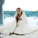 Luxury Down Fiber Comforter King Size - All Season Duvet Insert with High Fill Power - Weighted & Fluffy, Medium Warmth - White (106x90)