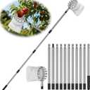 BURMONG 13.8 FT Fruit Picker Tool with Stainless Steel Pole & Soft Basket Adjustable Tree Fruit Harvester for Apple, Mango, Avocado, Orange, Pear, Lemon & More Lightweight & Rust-Resistant