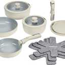 Cuisinart ClickSmart Ceramic Pots and Pans Set, 13-Pc, Tahini, D53C-13BG, 13 Piece Set