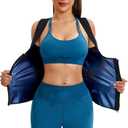 Junlan Sauna Suit for Women Waist Trainer Vest for Women Sweat Tank Top Shaper for Women with Zipper (XX-Large, Blue)