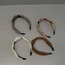 Knotted Fashion Hairbands and Hair Hoops: Non-Slip Top Knot Headbands with Leopard Print for Women and Girls - 4PCS Beige Brown Hair Accessories Set