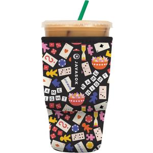 Sok It JavaSok Iced Coffee & Cold Soda Insulated Neoprene Cup Sleeve (Game Night, Large: 30-32oz)