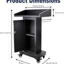 Metal Podium Lectern Stand - Heavy-Duty Podium with Wheels and Storage Cabinets Portable Pulpit for Church School Office Conference Black