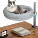 Cat Bed - Desk Cat Nest with 360 Rotation & Adjustable Height - Soft & Comfortable - Indoor Cats Up to 40 lbs (Grey)