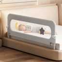 Bed Rail for Toddlers, Foldable Baby Bed Rail Guard, Adjustable, Safety, Convenient, Guard Rails with Twin, Full, Queen& King Size (Grey Cartoon, 59inch)
