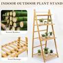 Foldable Ladder Bookshelf 4-Tier Bamboo Plant shelfMulti-Purpose Storage Rack for Plants, Books & Home Decor, Natural Bamboo Display Shelf for Living Room, Bathroom, Kitchen & Balcony