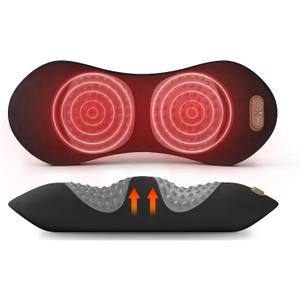 Etatsen 3-in-1 Back Massager with Heat, Vibration & Traction, Triple Fusion Back Massager for Bed and Chair, Electric Lumbar Support Pillow for Lower Back Comfort and Spine Support