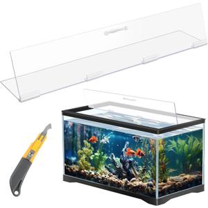 Sieral Aquarium Polycarbonate Canopy Set 29 x 11.38 x 0.12 Inch for 20/29/37 Gallon Without Center Brace Aquariums Cover Fish Tank Lid with a Hook Knife, Clear