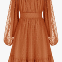 GRACE KARIN Girls Ruffle Tiered Dress Long Sleeve Swiss Dot Flowy A-Line Dress, 8Y