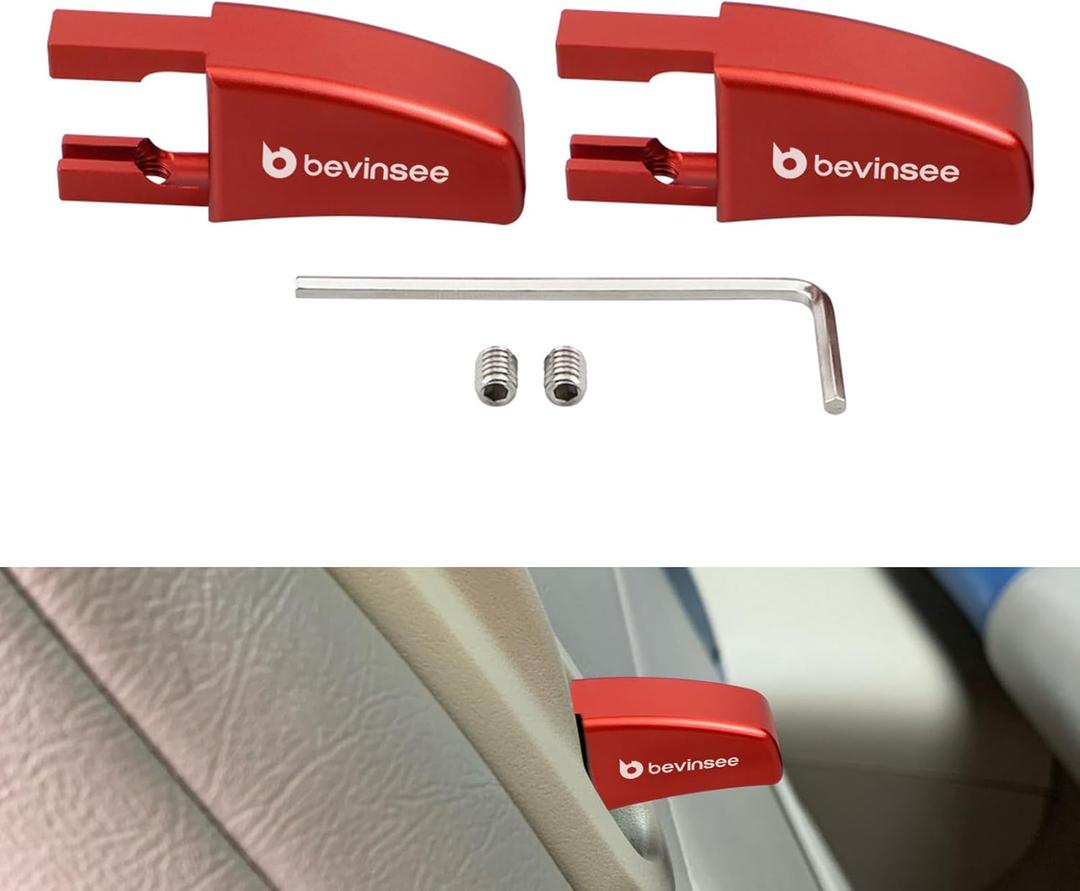 Bevinsee 2pcs Seat Release Lever Knob Latch Handle Left & Right Side Compatible with Ford Mustang 2005-2014 Seat Back Adjustment, 5R3Z-6362762-AAC Aluminum Red